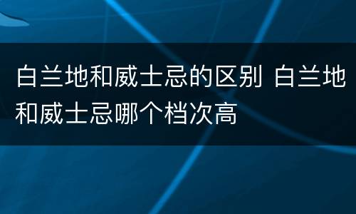 白兰地和威士忌的区别 白兰地和威士忌哪个档次高