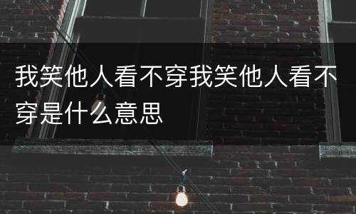 我笑他人看不穿我笑他人看不穿是什么意思