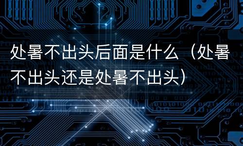 处暑不出头后面是什么（处暑不出头还是处暑不出头）