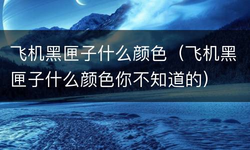 飞机黑匣子什么颜色（飞机黑匣子什么颜色你不知道的）