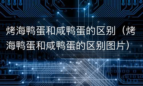 烤海鸭蛋和咸鸭蛋的区别（烤海鸭蛋和咸鸭蛋的区别图片）