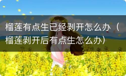 榴莲有点生已经剥开怎么办（榴莲剥开后有点生怎么办）