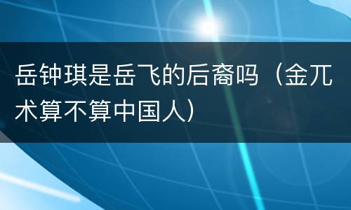 岳钟琪是岳飞的后裔吗（金兀术算不算中国人）