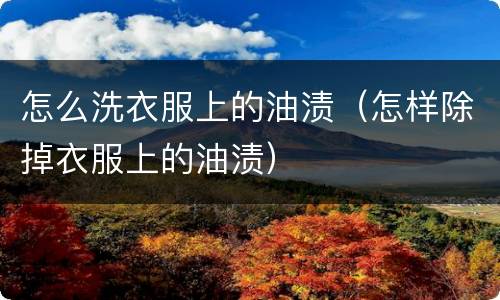 怎么洗衣服上的油渍（怎样除掉衣服上的油渍）