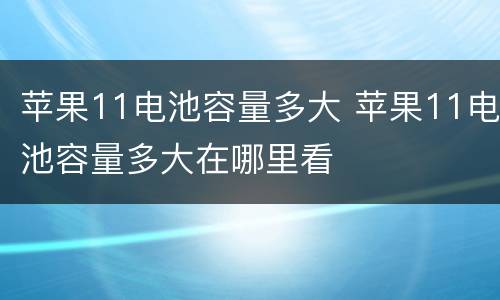苹果11电池容量多大 苹果11电池容量多大在哪里看