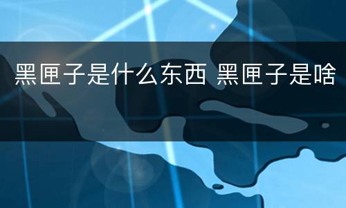 黑匣子是什么东西 黑匣子是啥