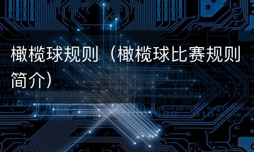 橄榄球规则（橄榄球比赛规则简介）