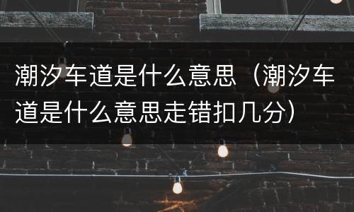 潮汐车道是什么意思（潮汐车道是什么意思走错扣几分）