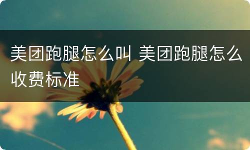 美团跑腿怎么叫 美团跑腿怎么收费标准