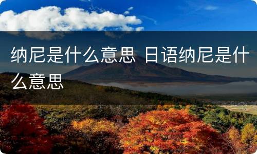 纳尼是什么意思 日语纳尼是什么意思