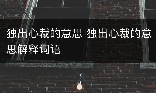 独出心裁的意思 独出心裁的意思解释词语