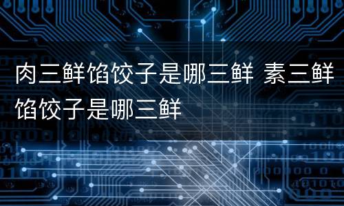 肉三鲜馅饺子是哪三鲜 素三鲜馅饺子是哪三鲜