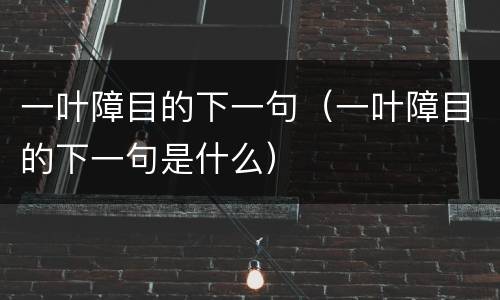 一叶障目的下一句（一叶障目的下一句是什么）