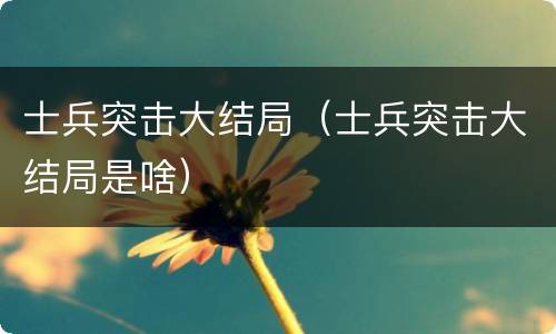士兵突击大结局（士兵突击大结局是啥）