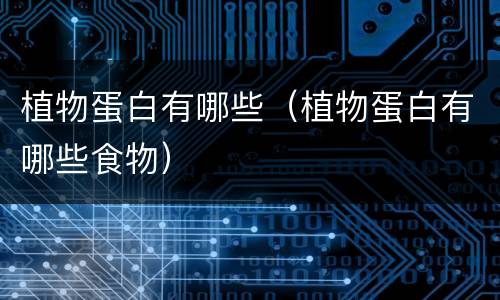 植物蛋白有哪些（植物蛋白有哪些食物）