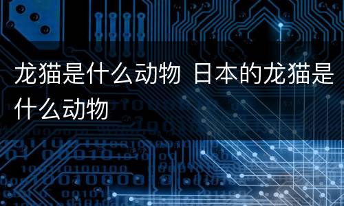龙猫是什么动物 日本的龙猫是什么动物