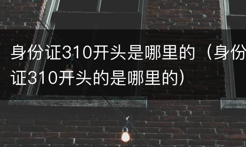 身份证310开头是哪里的（身份证310开头的是哪里的）