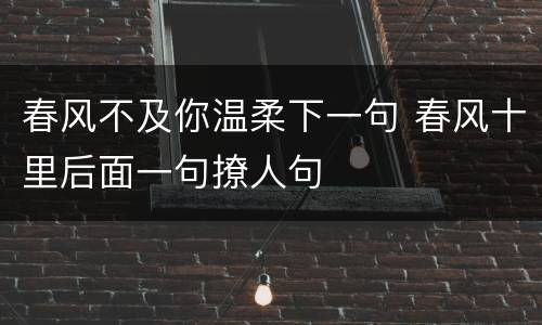春风不及你温柔下一句 春风十里后面一句撩人句