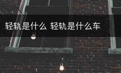 轻轨是什么 轻轨是什么车