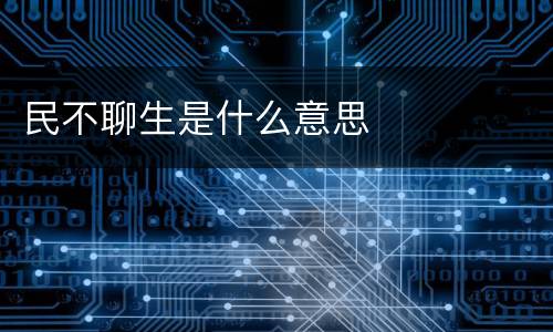 民不聊生是什么意思