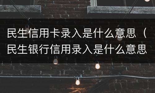 民生信用卡录入是什么意思（民生银行信用录入是什么意思）
