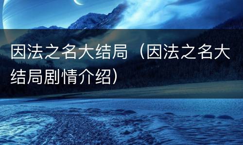 因法之名大结局（因法之名大结局剧情介绍）
