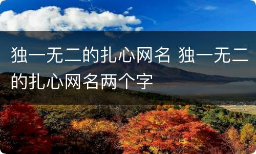 独一无二的扎心网名 独一无二的扎心网名两个字