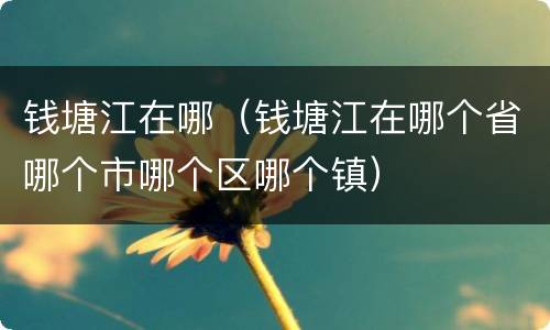 钱塘江在哪（钱塘江在哪个省哪个市哪个区哪个镇）