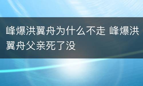 峰爆洪翼舟为什么不走 峰爆洪翼舟父亲死了没