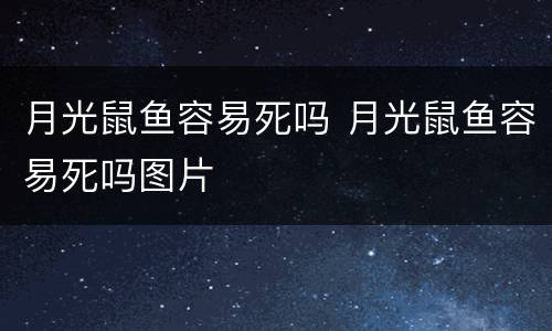月光鼠鱼容易死吗 月光鼠鱼容易死吗图片