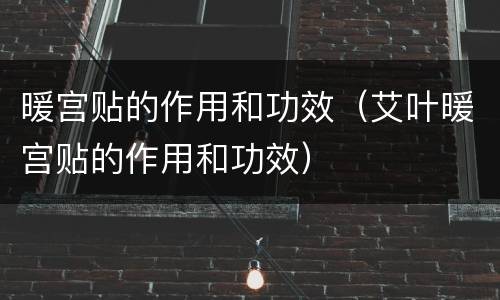 暖宫贴的作用和功效（艾叶暖宫贴的作用和功效）