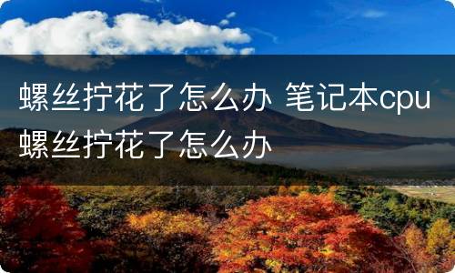 螺丝拧花了怎么办 笔记本cpu螺丝拧花了怎么办