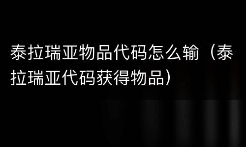 泰拉瑞亚物品代码怎么输（泰拉瑞亚代码获得物品）