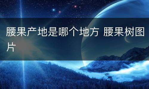 腰果产地是哪个地方 腰果树图片