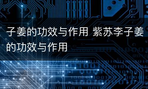 子姜的功效与作用 紫苏李子姜的功效与作用