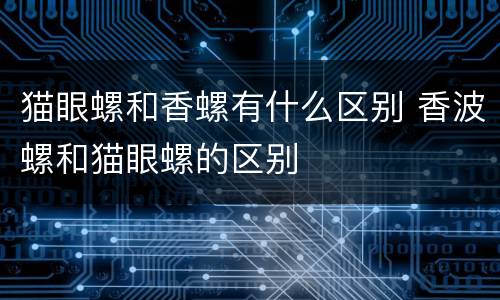 猫眼螺和香螺有什么区别 香波螺和猫眼螺的区别