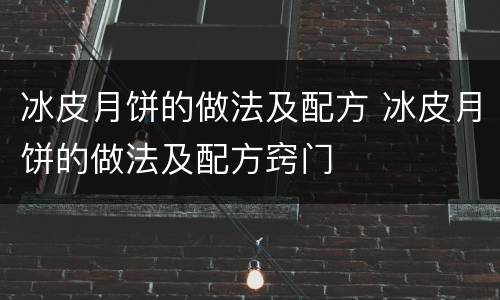 冰皮月饼的做法及配方 冰皮月饼的做法及配方窍门