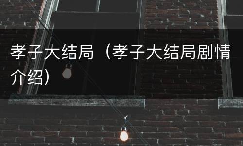 孝子大结局（孝子大结局剧情介绍）