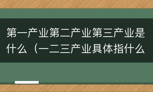 第一产业第二产业第三产业是什么（一二三产业具体指什么）