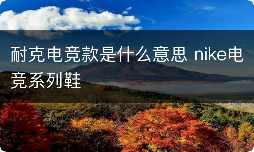 耐克电竞款是什么意思 nike电竞系列鞋
