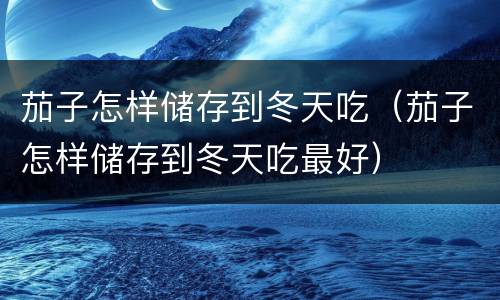 茄子怎样储存到冬天吃（茄子怎样储存到冬天吃最好）