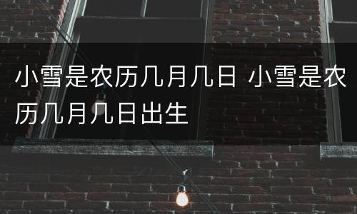 小雪是农历几月几日 小雪是农历几月几日出生