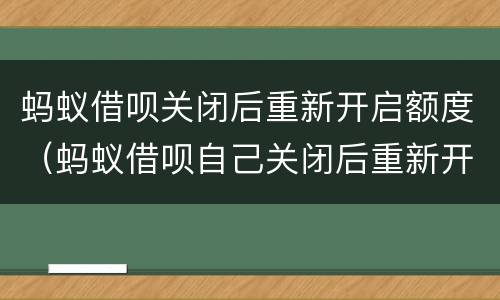 蚂蚁借呗关闭后重新开启额度（蚂蚁借呗自己关闭后重新开启额度）