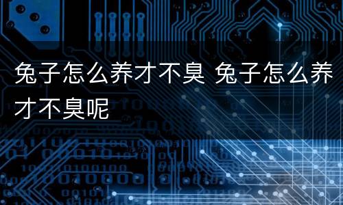 兔子怎么养才不臭 兔子怎么养才不臭呢