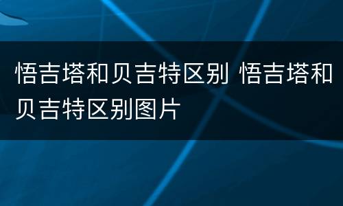 悟吉塔和贝吉特区别 悟吉塔和贝吉特区别图片