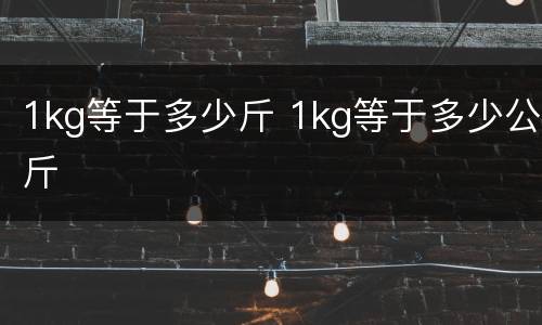 1kg等于多少斤 1kg等于多少公斤