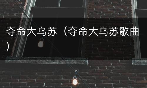 夺命大乌苏（夺命大乌苏歌曲）