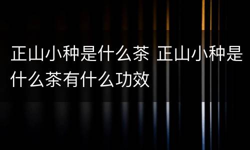 正山小种是什么茶 正山小种是什么茶有什么功效