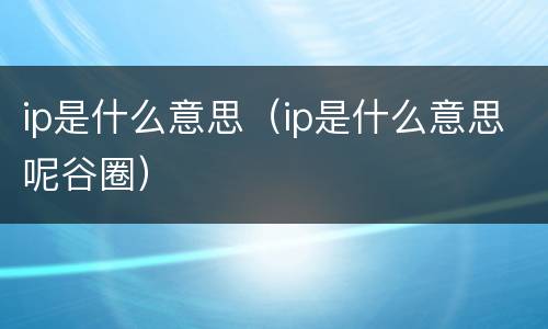 ip是什么意思（ip是什么意思呢谷圈）