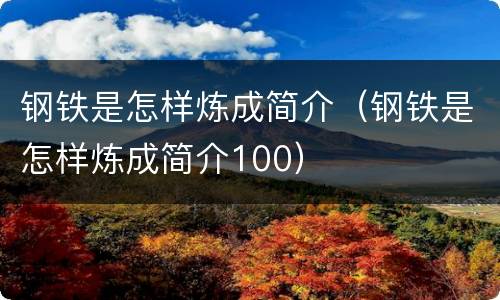 钢铁是怎样炼成简介（钢铁是怎样炼成简介100）